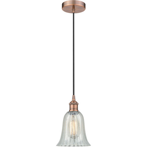 Edison Hanover LED 6.25 inch Antique Copper Mini Pendant Ceiling Light in Mouchette Glass
