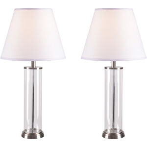 Echo 20 inch 100.00 watt Glass With Brushed Steel Accents Table Lamp Portable Light, 2 Pack