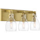 Tiberia 3 Light 22 inch Soft Brass Bath Light Wall Light