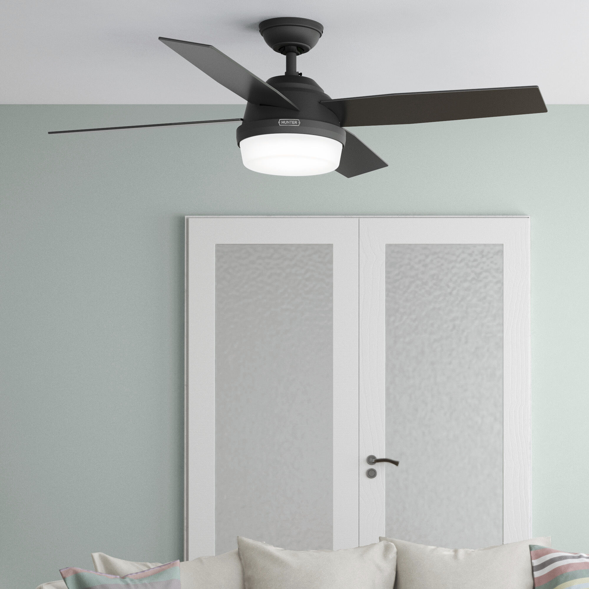 Dempsey 52 inch Matte Black with Matte Black/Dark Gray Oak Blades Ceiling Fan