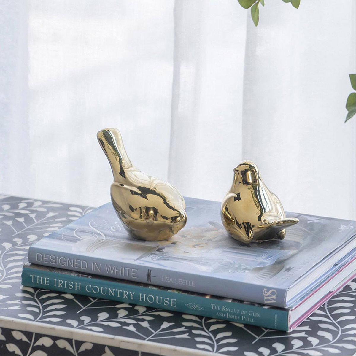 Chirp Bird Gold Table Decor, Set of 2