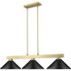 Cobalt 3 Light 49.75 inch Modern Gold Billiard Light Ceiling Light in Matte Black Steel