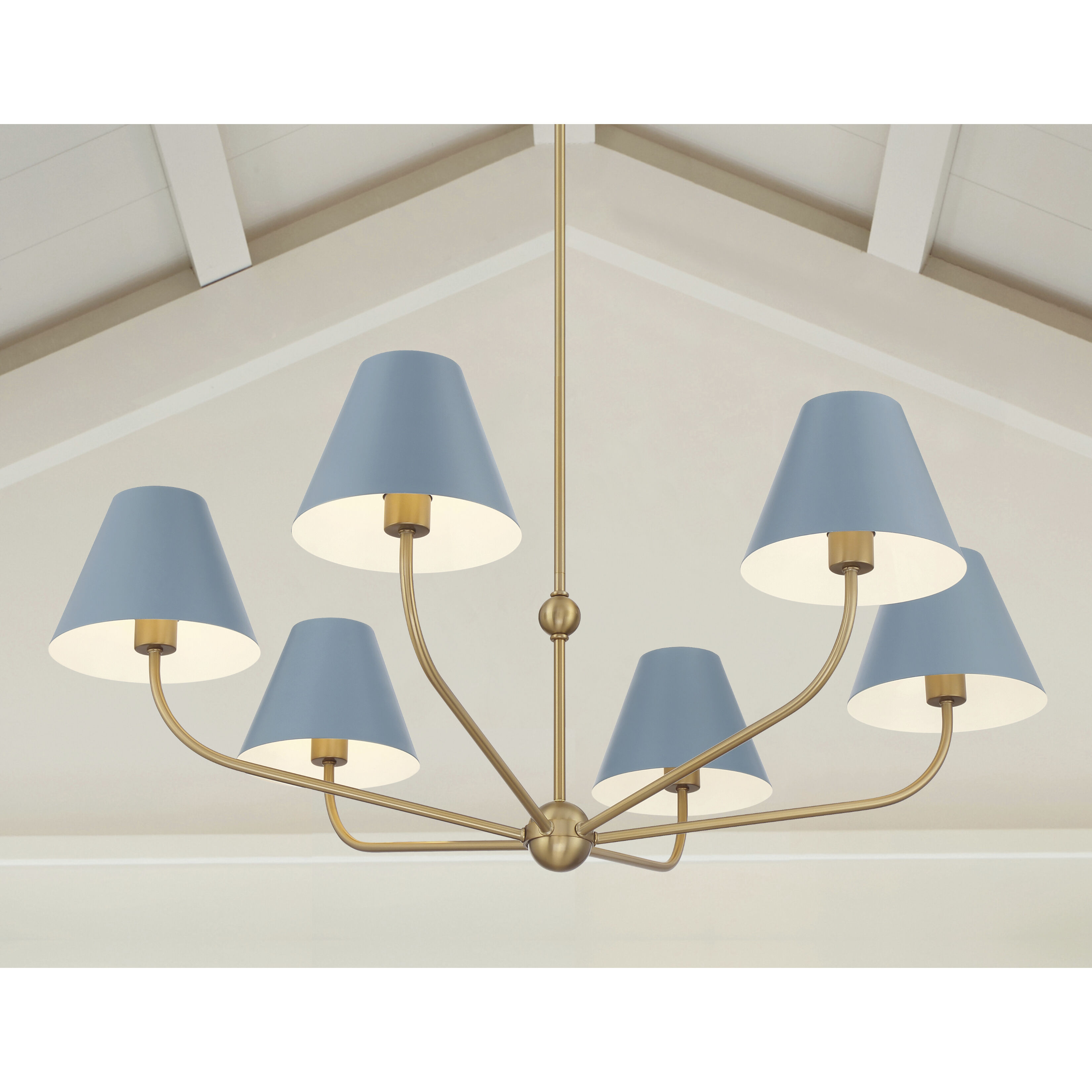 Xavier 6 Light 40 inch Vibrant Gold Chandelier Ceiling Light in Vibrant Gold and Blue