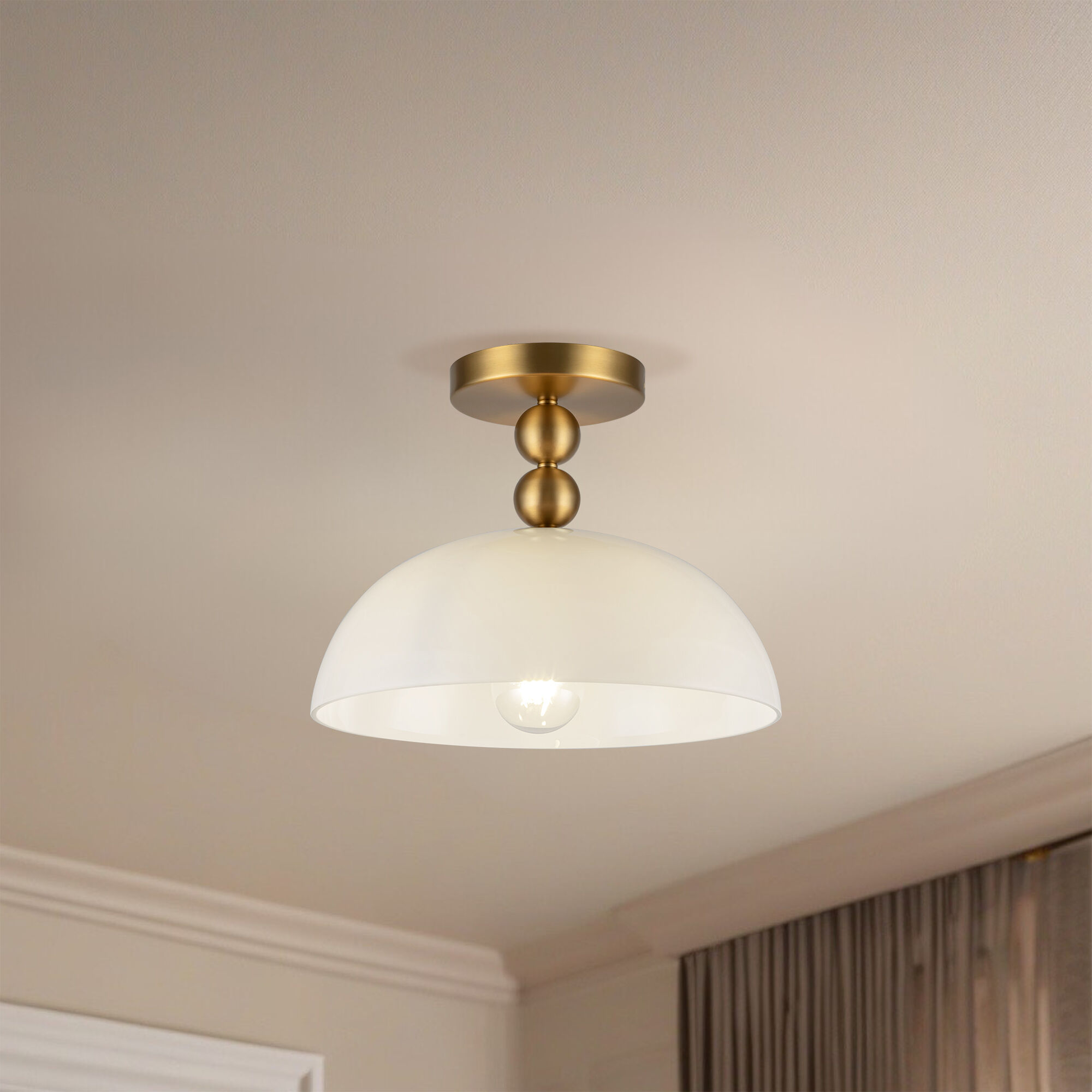 Alora Mood Paisley 1 Light 11.88 inch Brushed Gold/Glossy Opal Glass Semi-Flush Mount Ceiling Light
