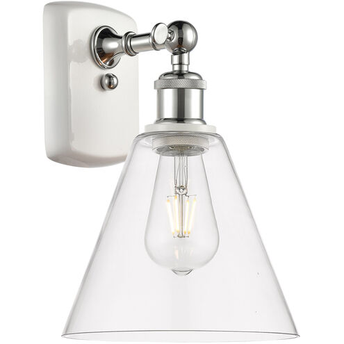 Ballston Ballston Cone LED 8 inch White and Polished Chrome Sconce Wall Light in Clear Glass