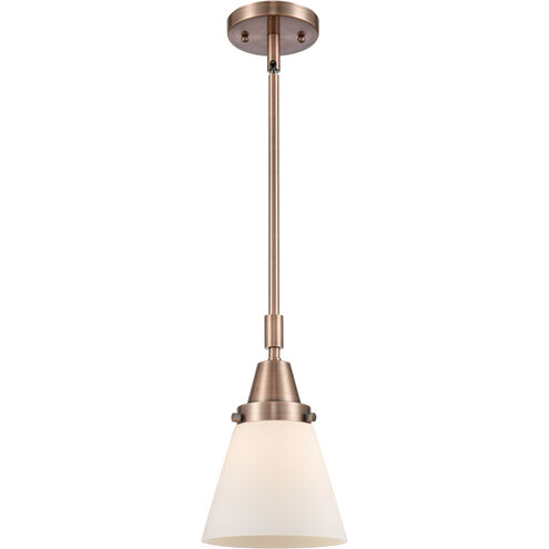 Franklin Restoration Small Cone LED 6 inch Antique Copper Mini Pendant Ceiling Light in Matte White Glass