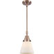 Franklin Restoration Small Cone LED 6 inch Antique Copper Mini Pendant Ceiling Light in Matte White Glass