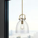 Downtown Urban Newton Bell 1 Light 10 inch Brushed Brass Mini Pendant Ceiling Light in Clear