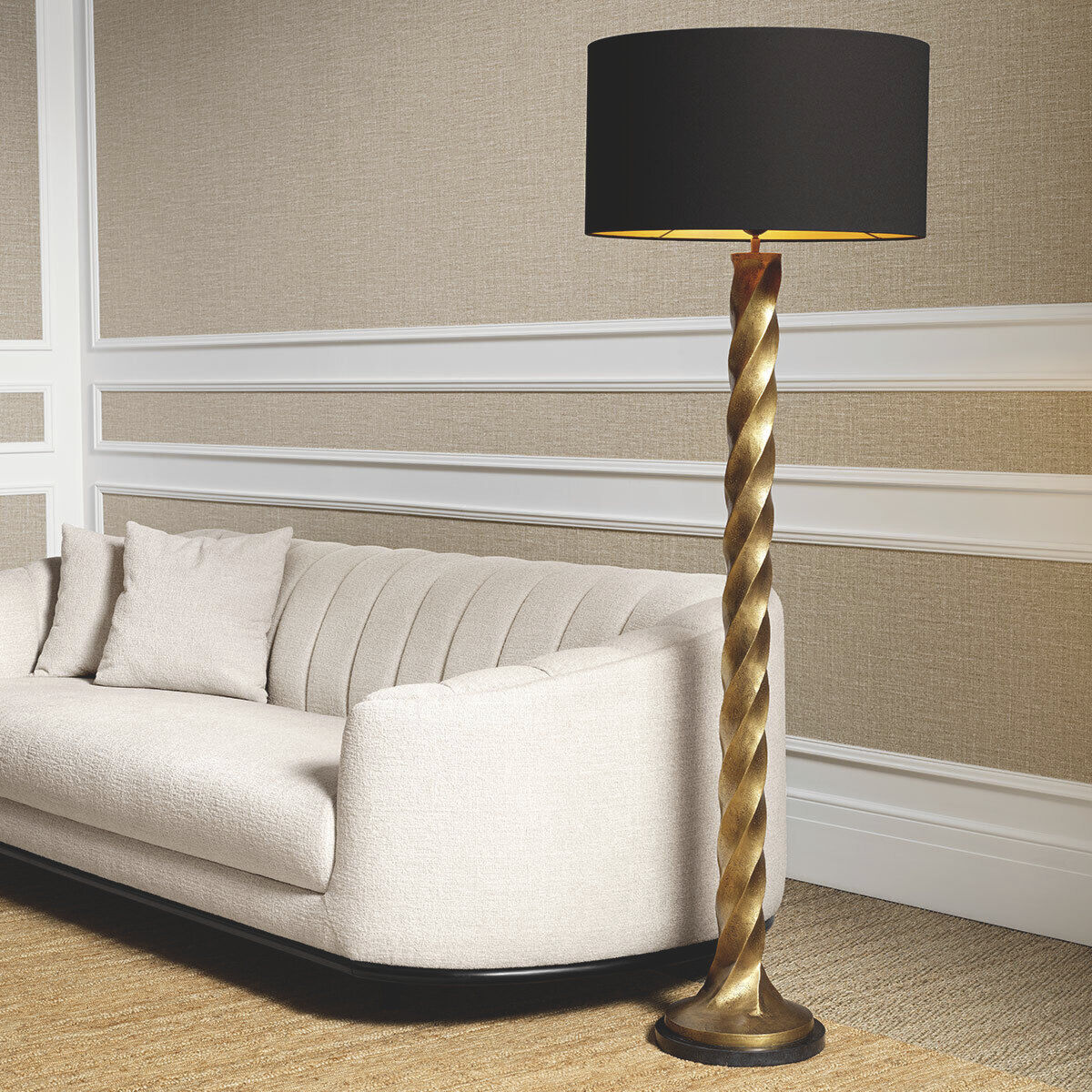 Costanza 64.57 inch 40 watt Vintage Brass with Black Granite Base Floor Lamp Portable Light