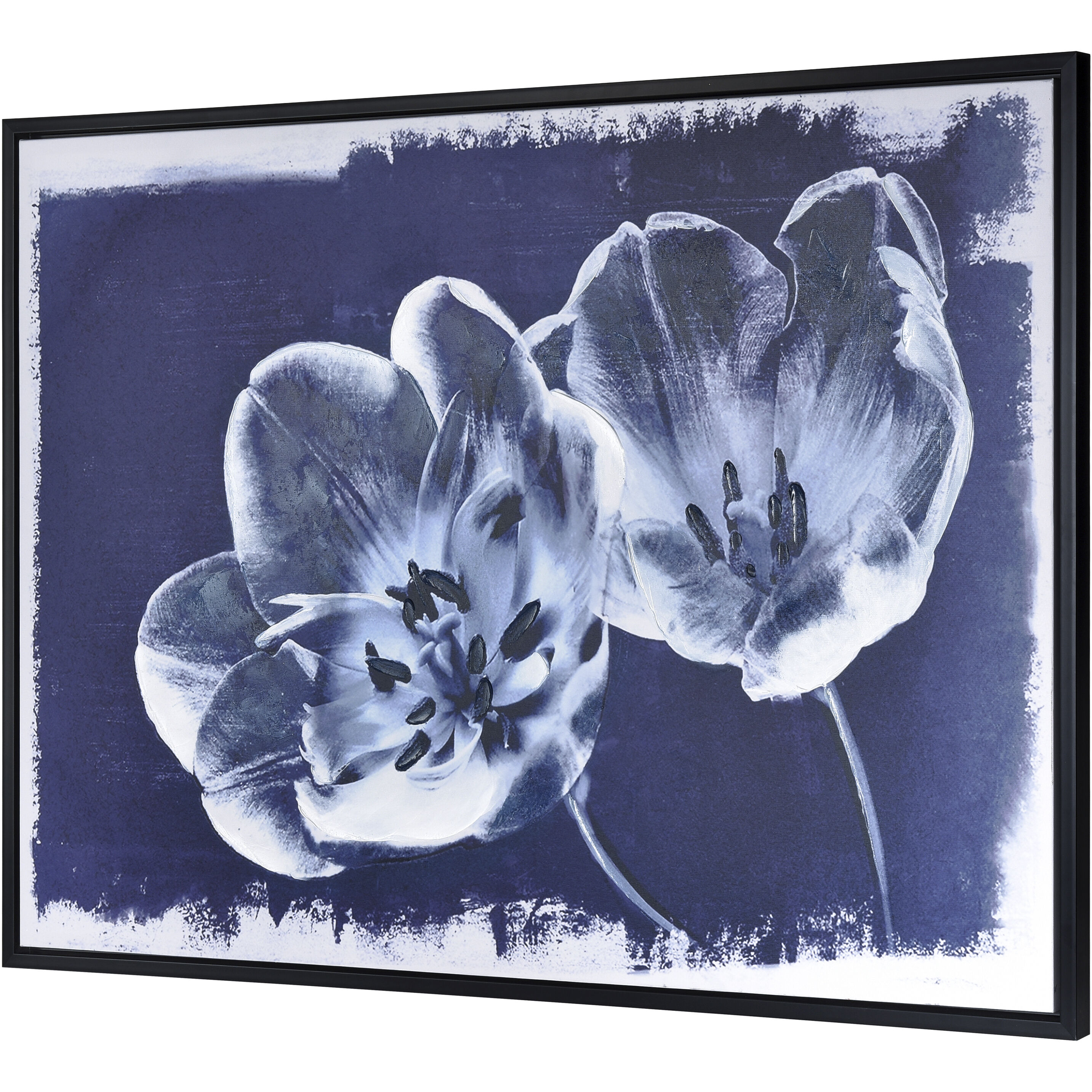Meru Navy with White and Black Framed Wall Art