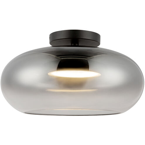 Trinity LED 14.25 inch Black Semi-Flush Mount Ceiling Light in Smoked Glass
