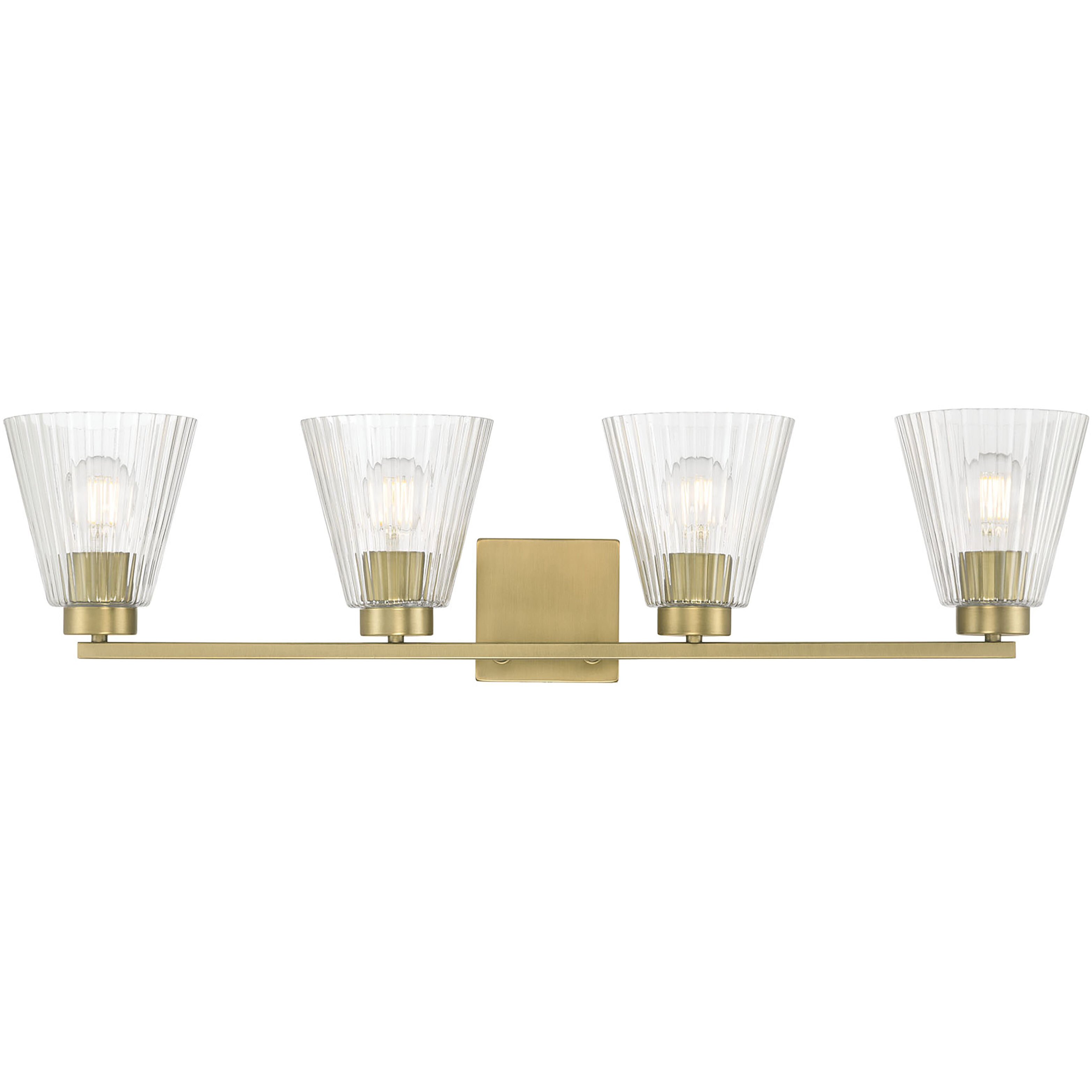 Riville 4 Light 31.75 inch Vintage Brass Bathroom Vanity Light Wall Light