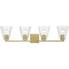 Riville 4 Light 31.75 inch Vintage Brass Bathroom Vanity Light Wall Light