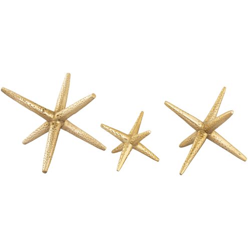 Star Jacks Polished Brass Decorative Object, Set of 3