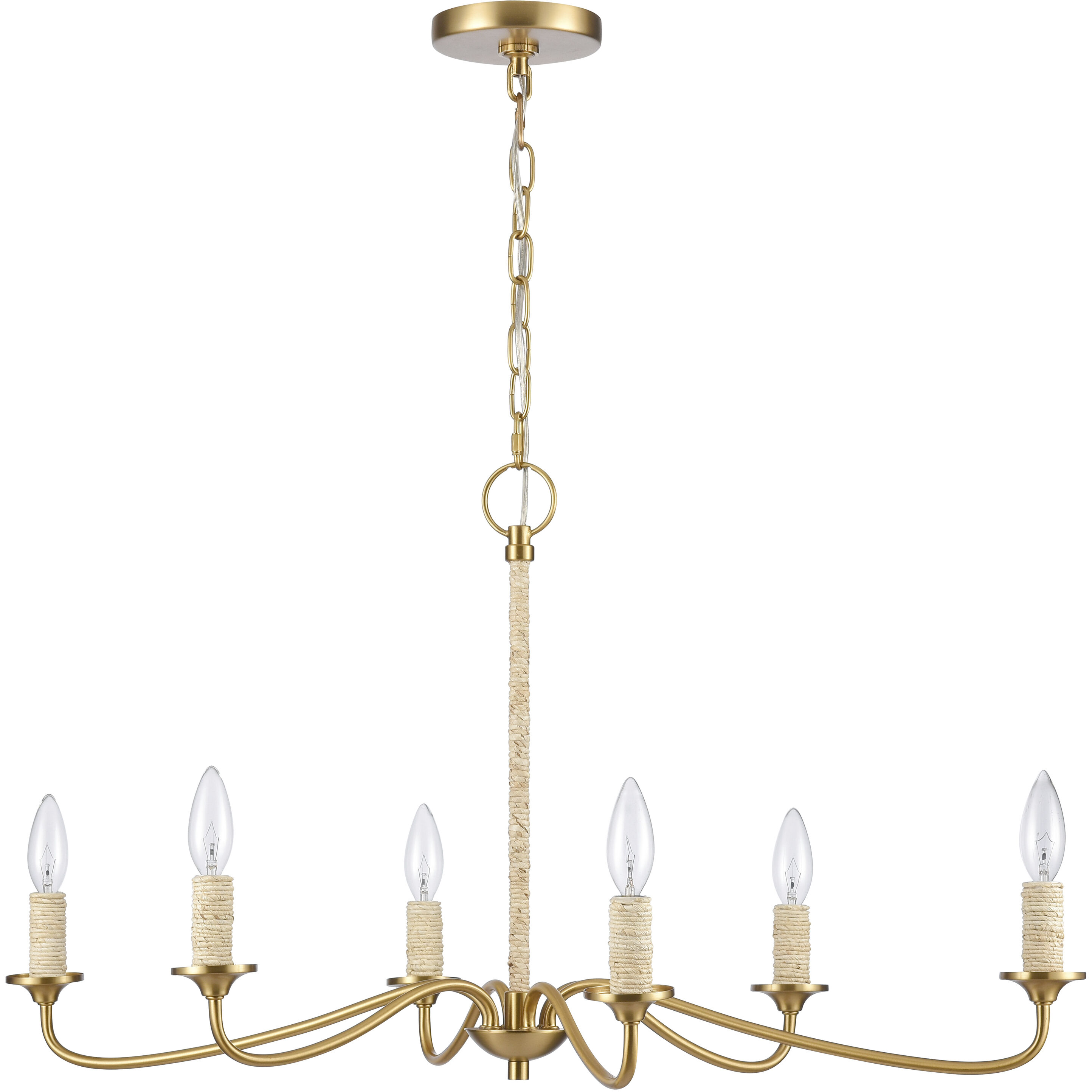 Abaca 6 Light 32 inch Brushed Gold Chandelier Ceiling Light