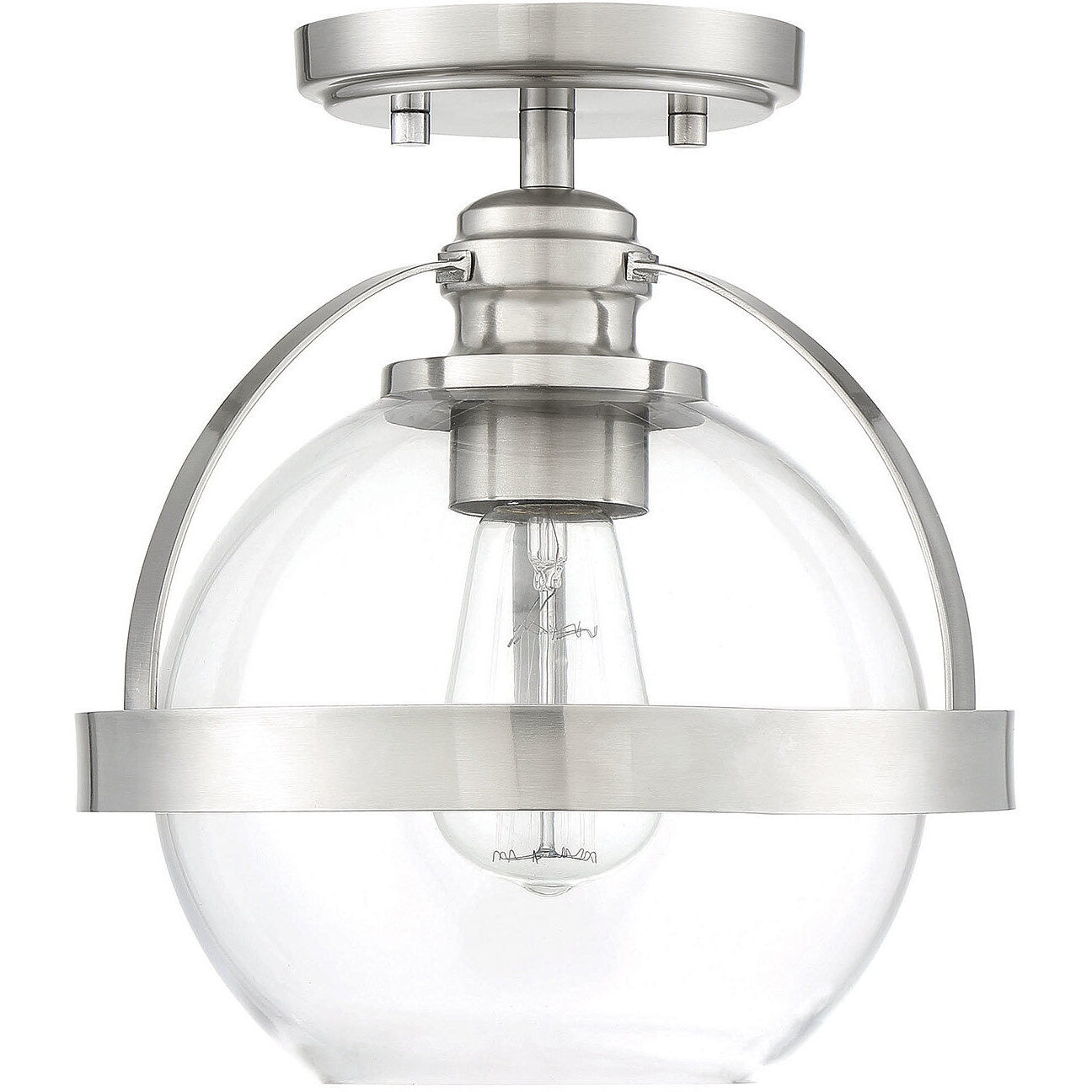 Pendleton 1 Light 9.38 inch Satin Nickel Semi-Flush Ceiling Light, Essentials