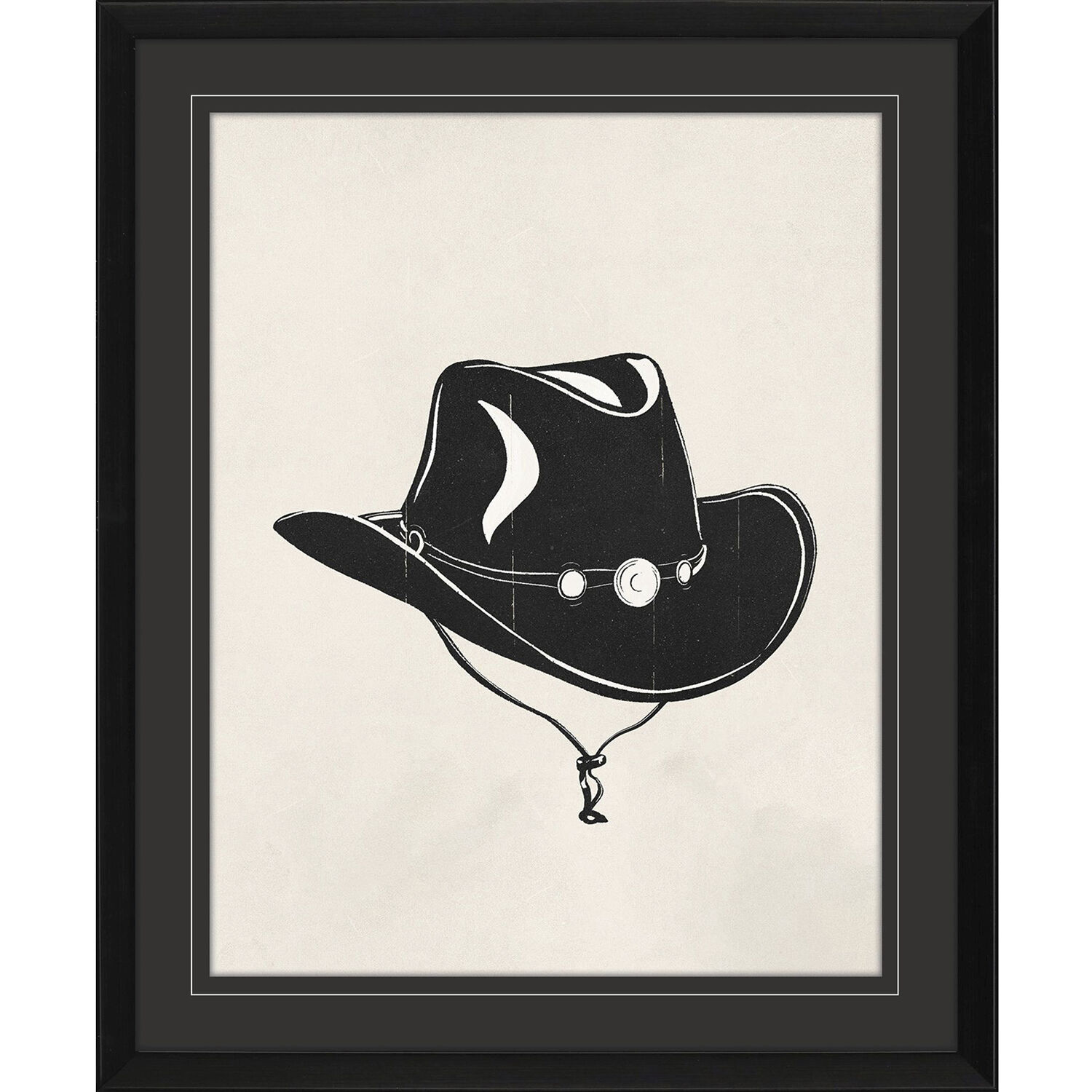 Cowboy Boots Cowboy Hat Cowboy Horseshoe Cowboy Saddle Black and Neutral Framed Art, Propac