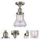 Franklin Restoration Bellmont LED 6 inch Brushed Satin Nickel Semi-Flush Mount Ceiling Light in Seedy Glass, Franklin Restoration