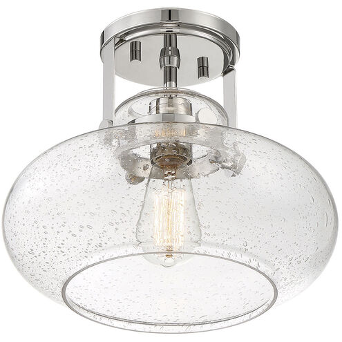 Traditional 1 Light 12 inch Polished Nickel Semi-Flush Ceiling Light