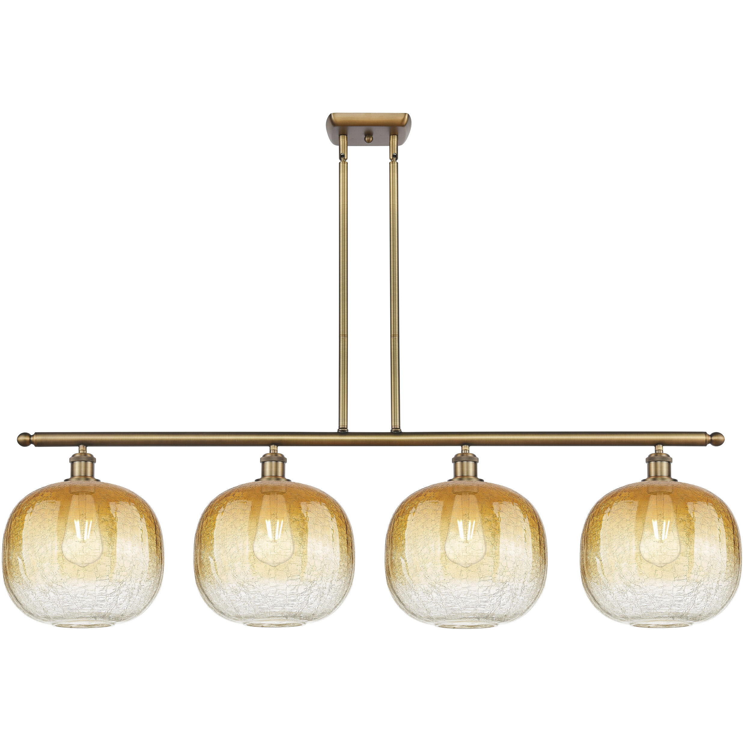 Ballston Brookhaven Sphere Island Light Ceiling Light in Brushed Brass, Amber Glass