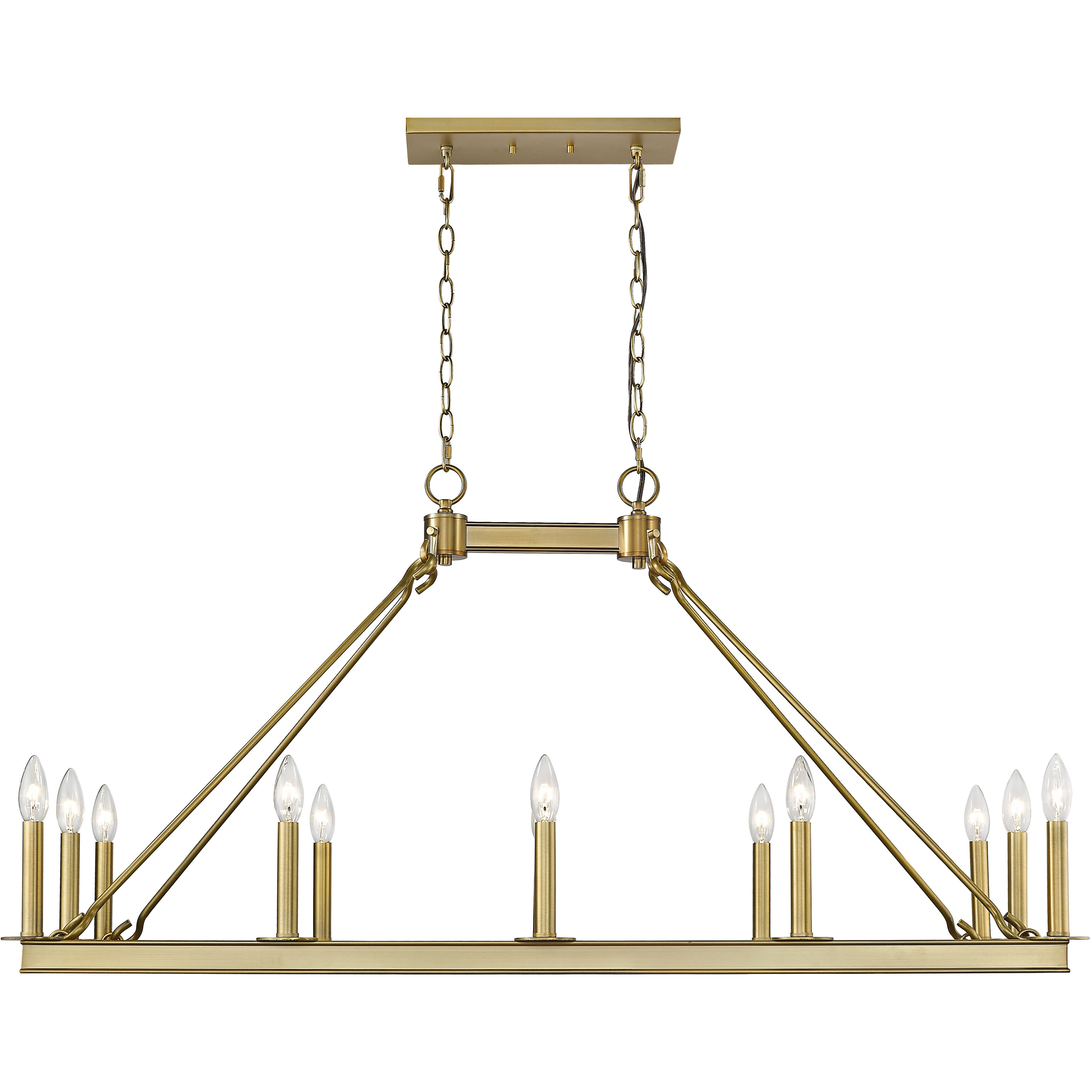 Barclay 12 Light 45 inch Olde Brass Linear Chandelier Ceiling Light