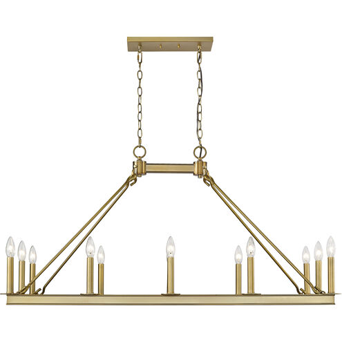 Barclay 12 Light 45 inch Olde Brass Linear Chandelier Ceiling Light