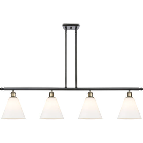 Ballston Ballston Cone Island Light Ceiling Light in Black Antique Brass, Matte White Glass