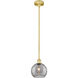 Edison Athens Deco Swirl 1 Light 8 inch Satin Gold Stem Hung Mini Pendant Ceiling Light