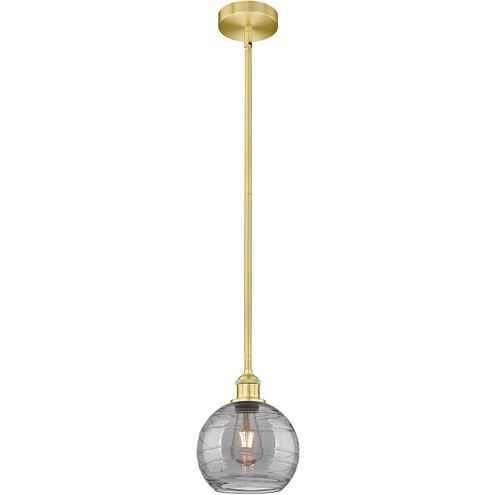 Edison Athens Deco Swirl 1 Light 8 inch Satin Gold Stem Hung Mini Pendant Ceiling Light