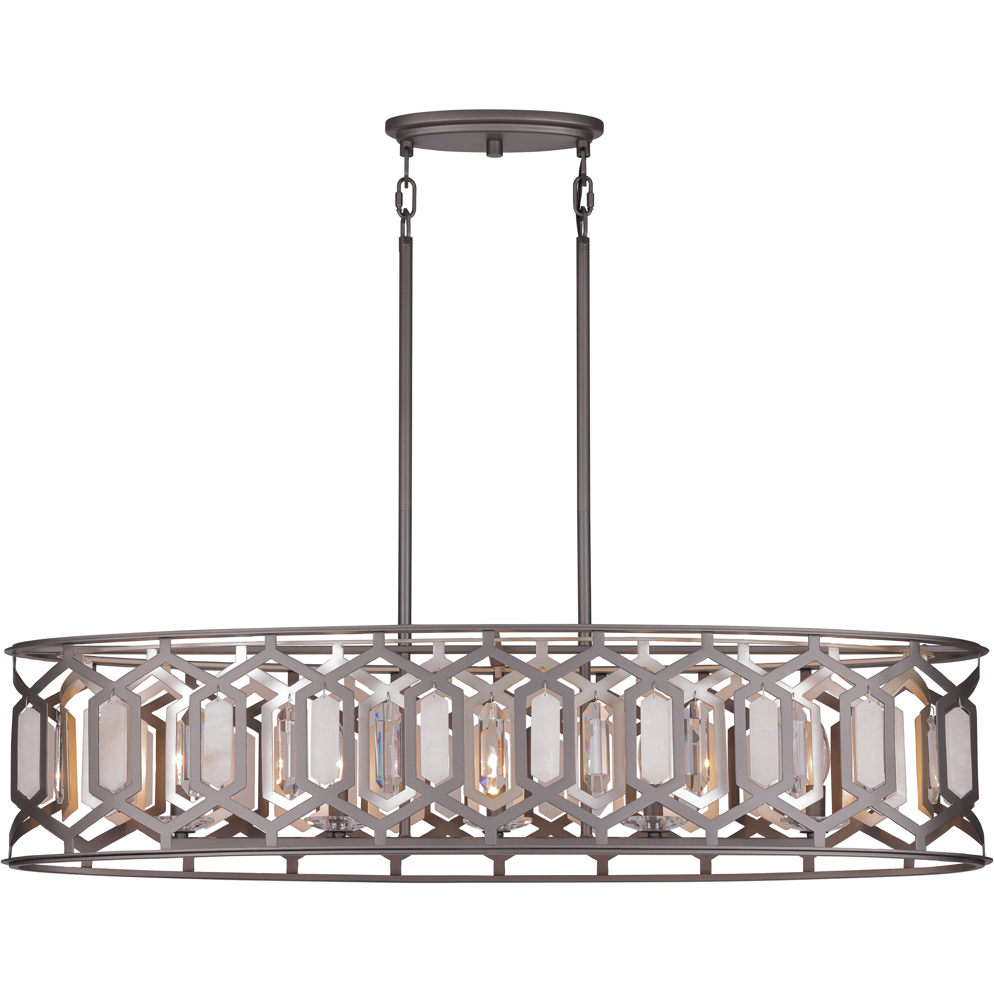Hexly 5 Light 44 inch Bronze and Sultry Silver Island Light Ceiling Light