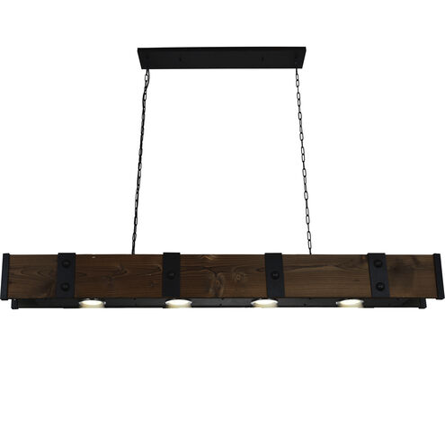 Pago LED 59 inch Black and Wood Drum Shade Island Light Ceiling Light