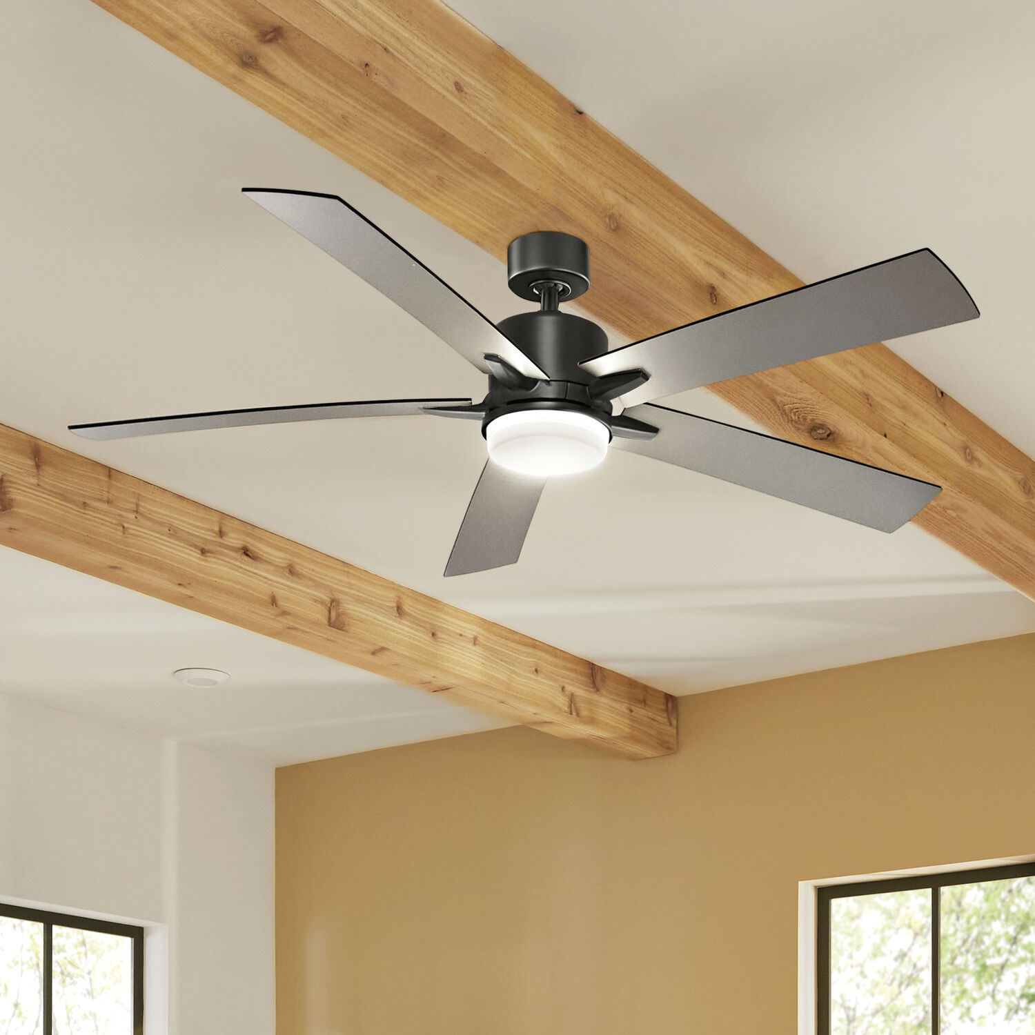 Lucian 60 inch Satin Black with Silver/Black Blades Ceiling Fan