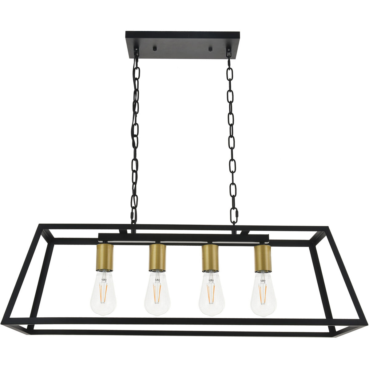 Resolute 4 Light 32 inch Brass and Black Pendant Ceiling Light