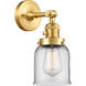 Franklin Restoration Small Bell 1 Light 5 inch Satin Gold Sconce Wall Light in Clear Glass, Franklin Restoration