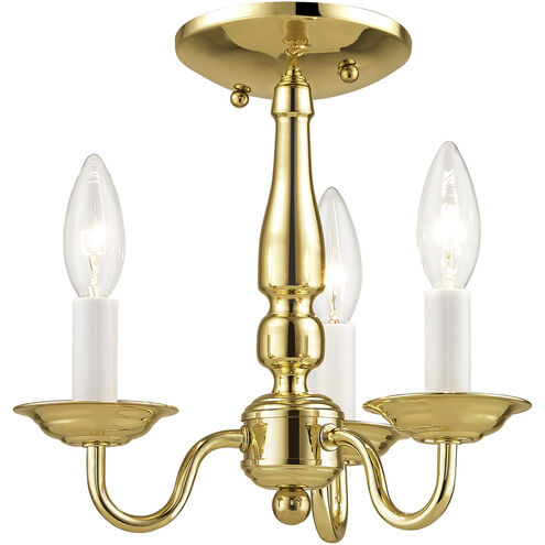 Williamsburgh 3 Light 11 inch Polished Brass Convertible Mini Chandelier/Ceiling Mount Ceiling Light