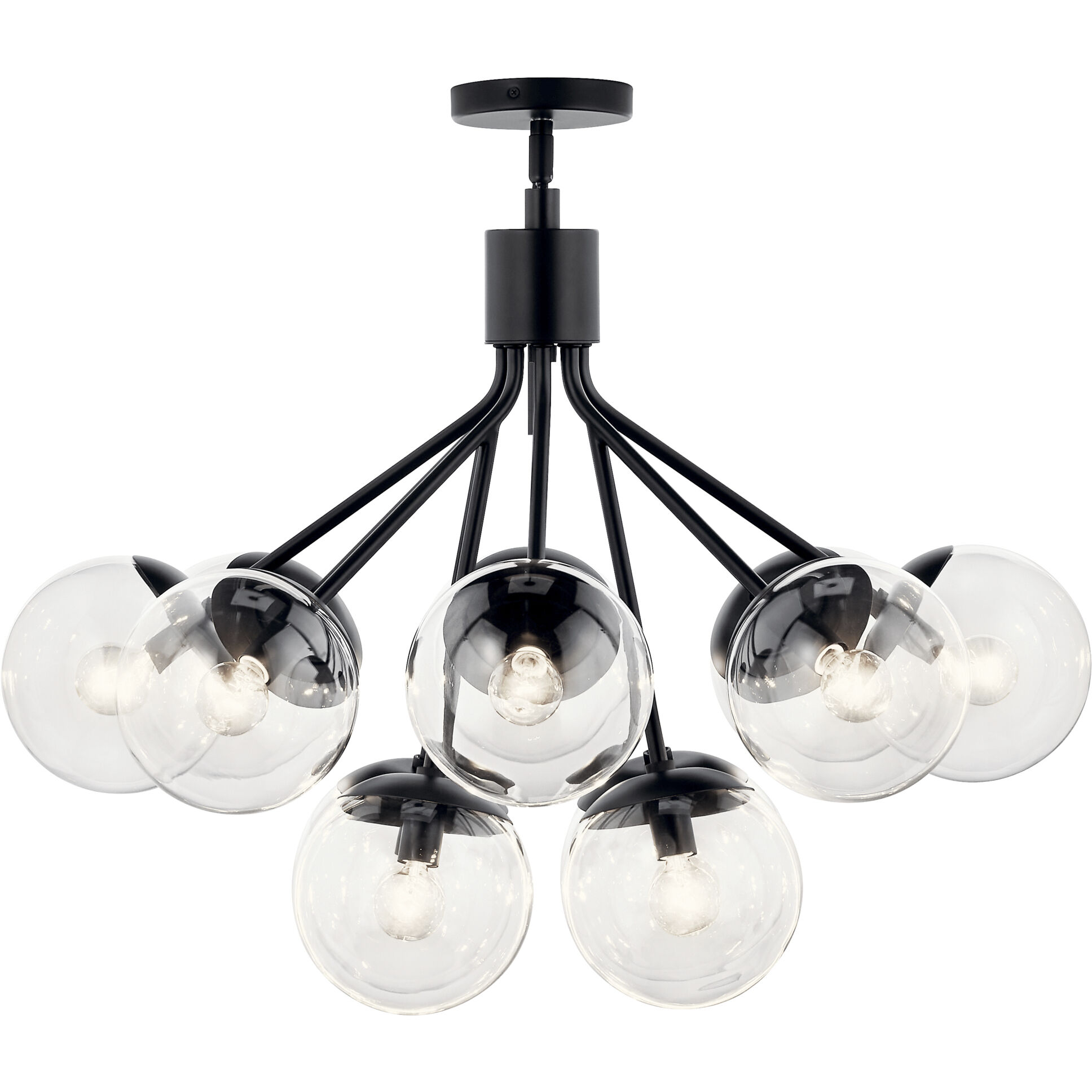 Silvarious 12 Light Black Chandelier/Semi Flush Ceiling Light
