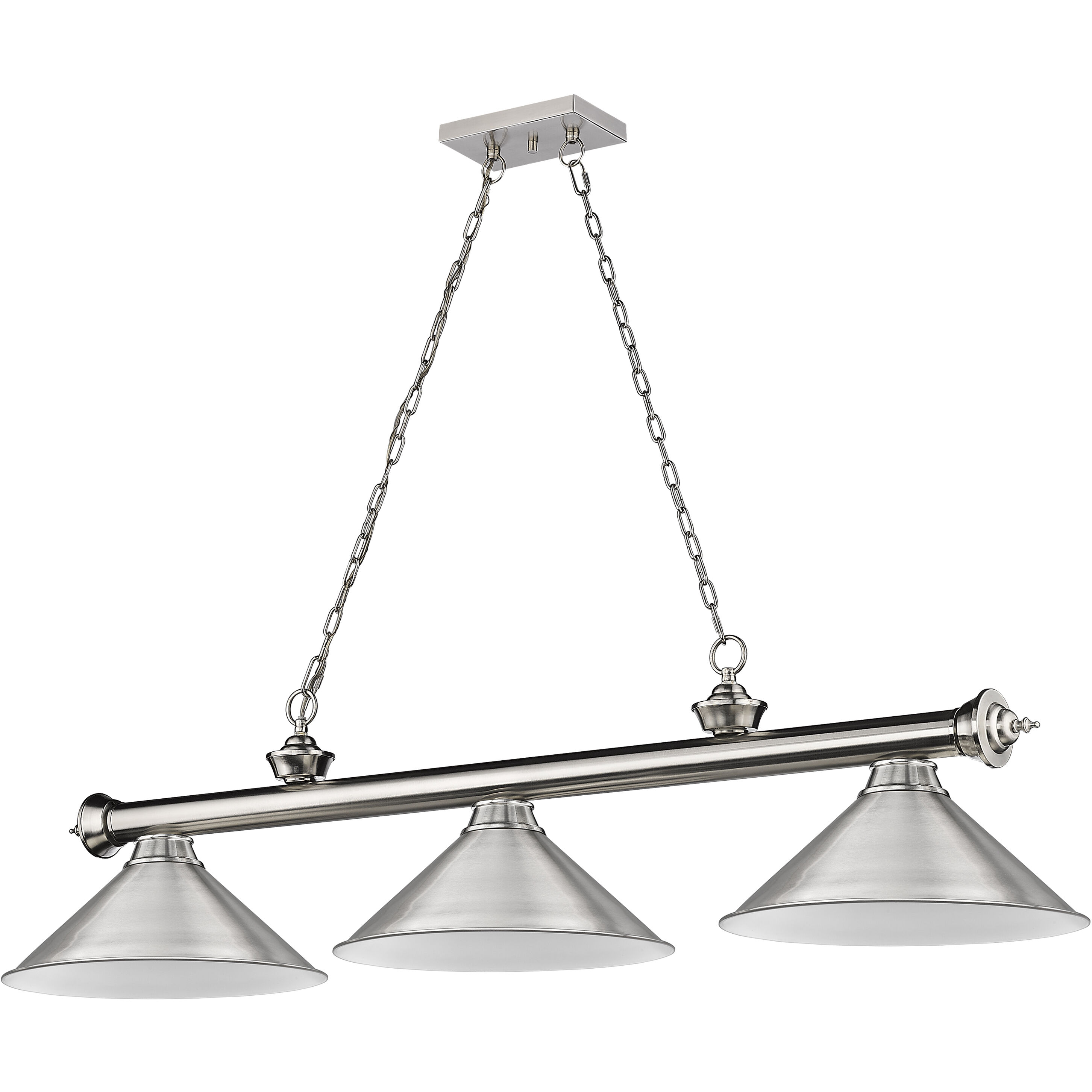 Cordon 3 Light 57.25 inch Brushed Nickel Billiard Ceiling Light in Brushed Nickel Steel