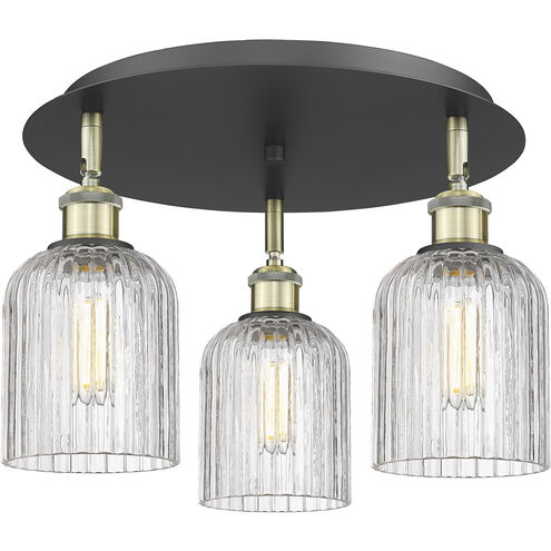 Ballston Bridal Veil 3 Light 16.75 inch Black Antique Brass Flush Mount Ceiling Light