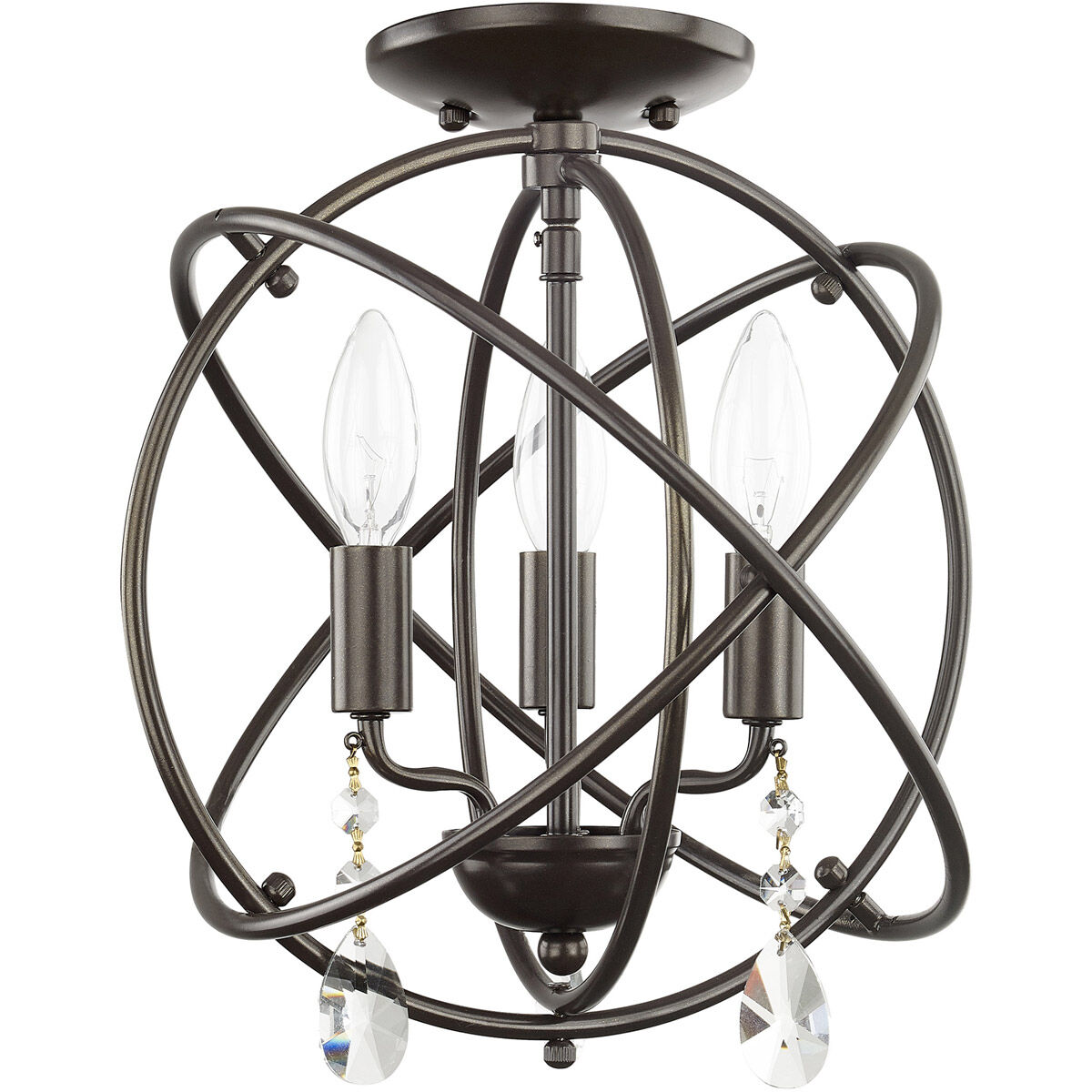 Aria 3 Light 12 inch English Bronze Convertible Mini Chandelier/Ceiling Mount Ceiling Light