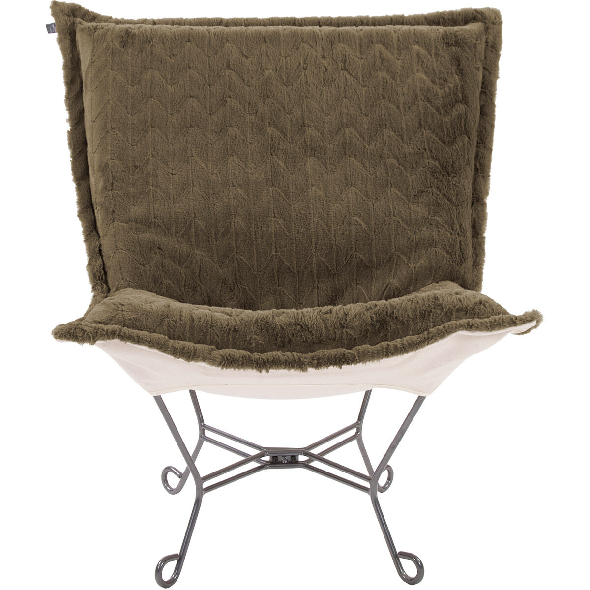 Puff Angora Moss Scroll Chair with Cover