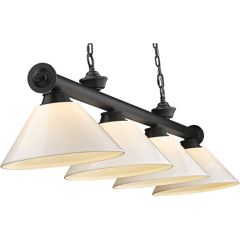Cordon 4 Light 81.25 inch Matte Black Billiard Ceiling Light in White Plastic
