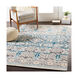 Notting Hill 35 X 24 inch Teal/Pale Blue/Charcoal/Light Gray/Burnt Orange Rugs, Rectangle