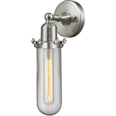 Austere Centri LED 5 inch Brushed Satin Nickel Sconce Wall Light in Clear Glass, Austere