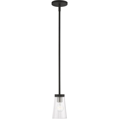 Cityview 1 Light 5 inch Black with Brushed Nickel Accents Mini Pendant Ceiling Light