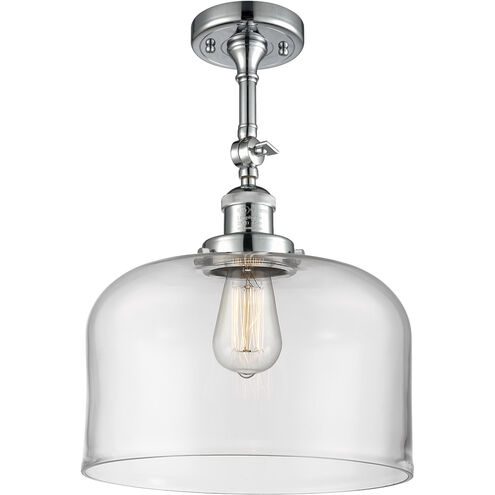 Franklin Restoration X-Large Bell LED 12 inch Polished Chrome Semi-Flush Mount Ceiling Light in Clear Glass, Franklin Restoration