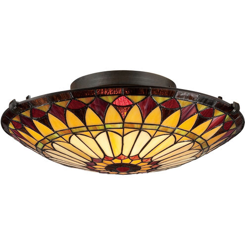 West End 2 Light 17 inch Vintage Bronze Flush Mount Ceiling Light, Naturals
