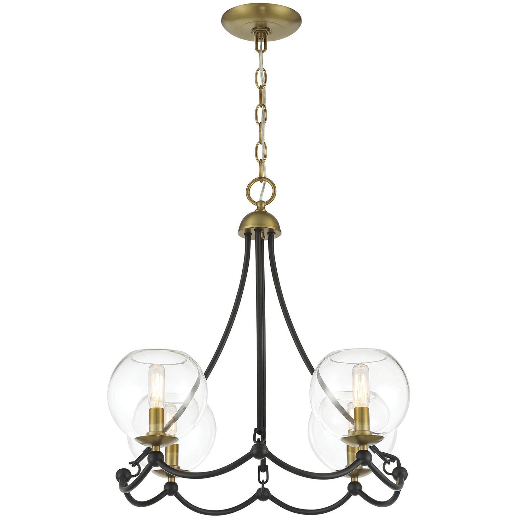 Vantage Kearney Park 4 Light 23 inch Coal and Soft Brass Chandelier Ceiling Light