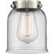 Nouveau Bell LED 5 inch Black Antique Brass Mini Pendant Ceiling Light in Clear, Nouveau