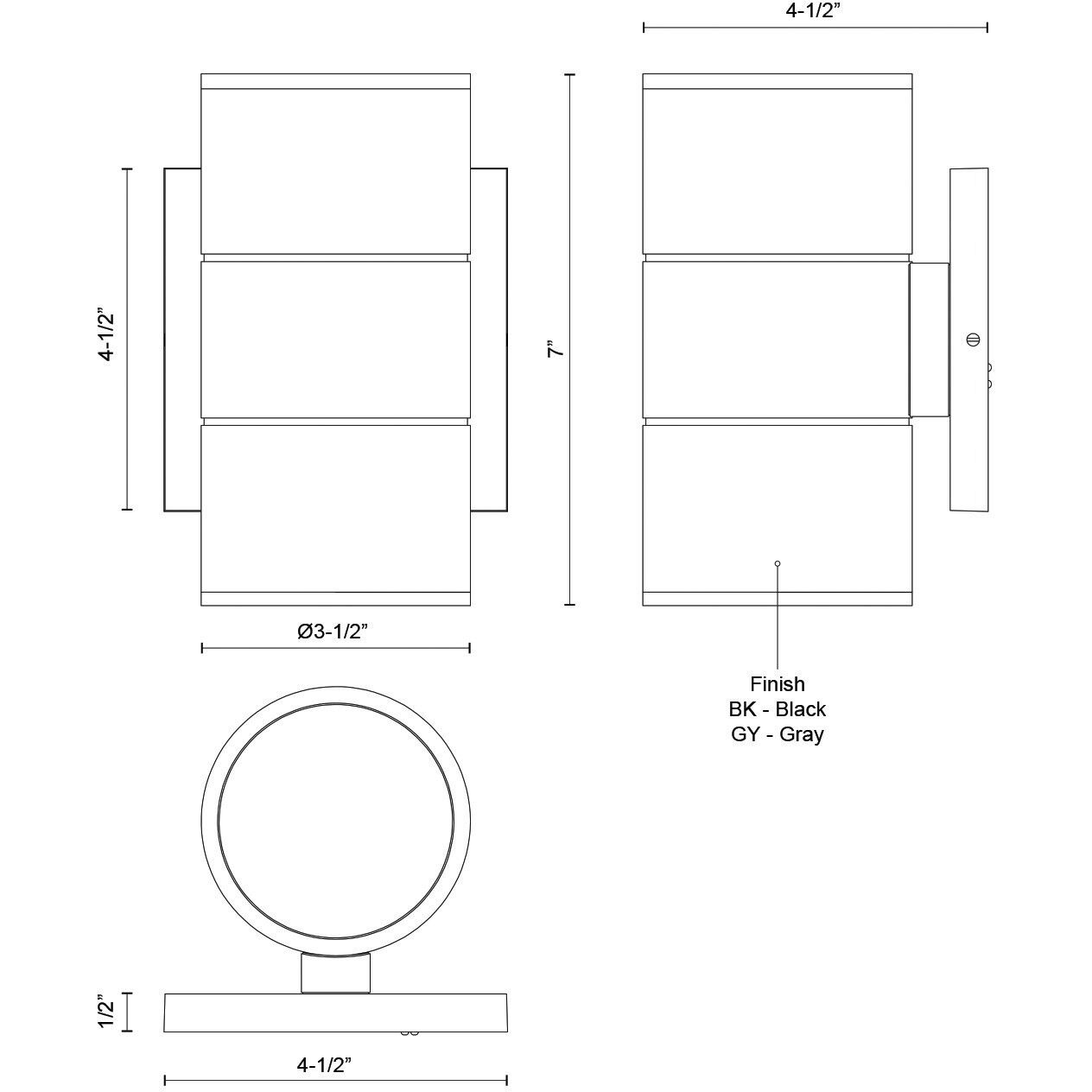 Lund LED 7 inch Gray Exterior Wall Sconce