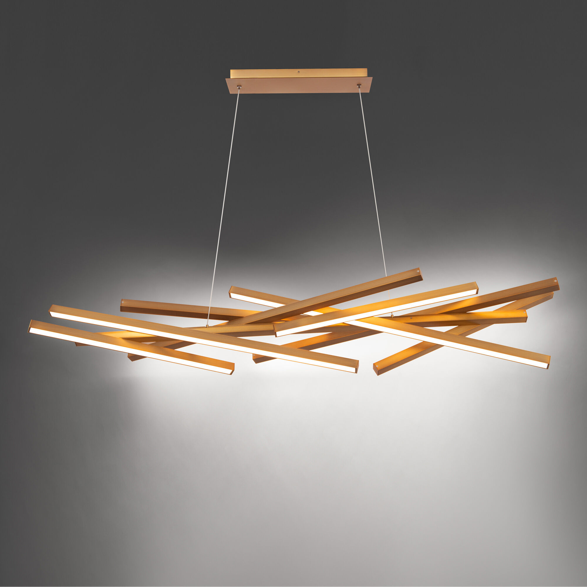 Parallax Linear Pendant Ceiling Light in Aged Brass, dweLED